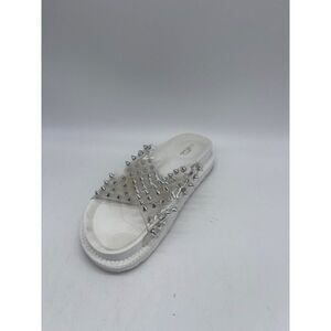 Mata Women White Clear Sliver Studded Sandal Size 37